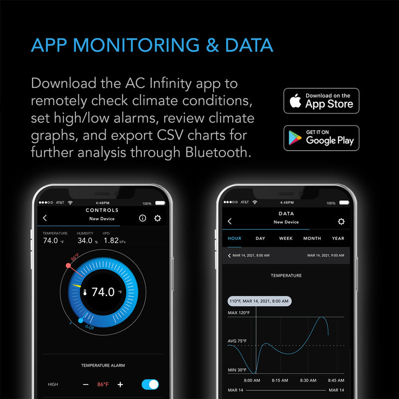 AC Infinity CLOUDCOM B1 Smart Thermo-Hygromètre avec Data App 12&