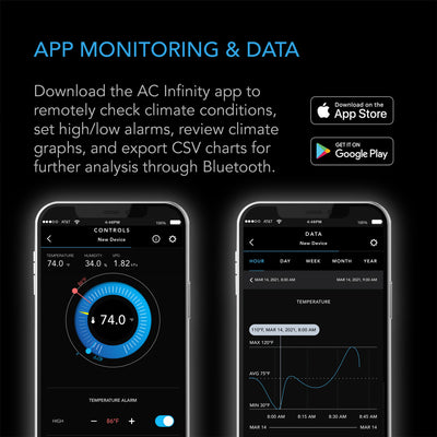 AC Infinity CLOUDCOM B2 Smart Thermo-Hygrometer w/ Data App Integrated