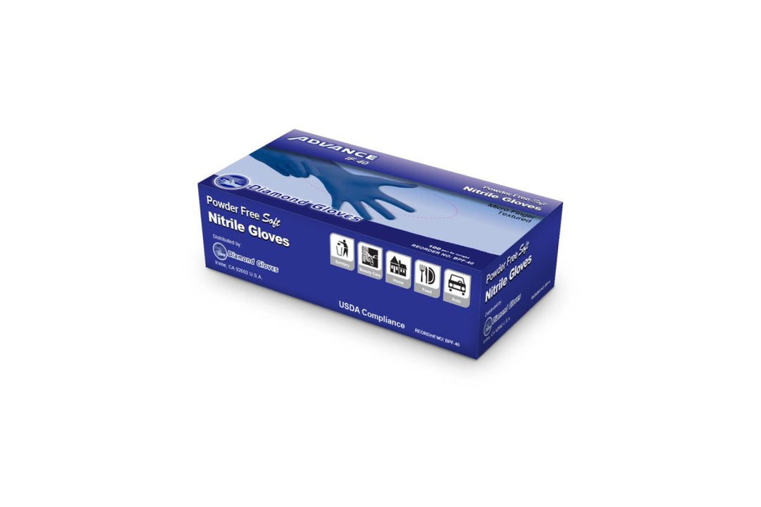 Diamond Gloves IF40 gant de nitrile bleu sans poudre 4 mil boite 1000